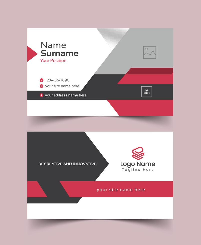 Red Modern Creative and Clean Business Card Template vector