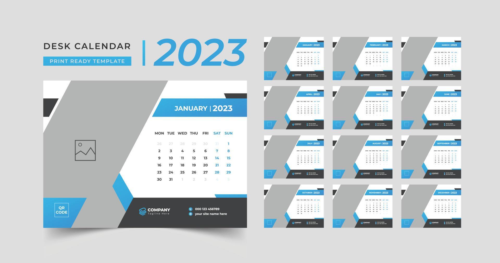 Desk Calendar 2023 template design, creative desk calendar, table