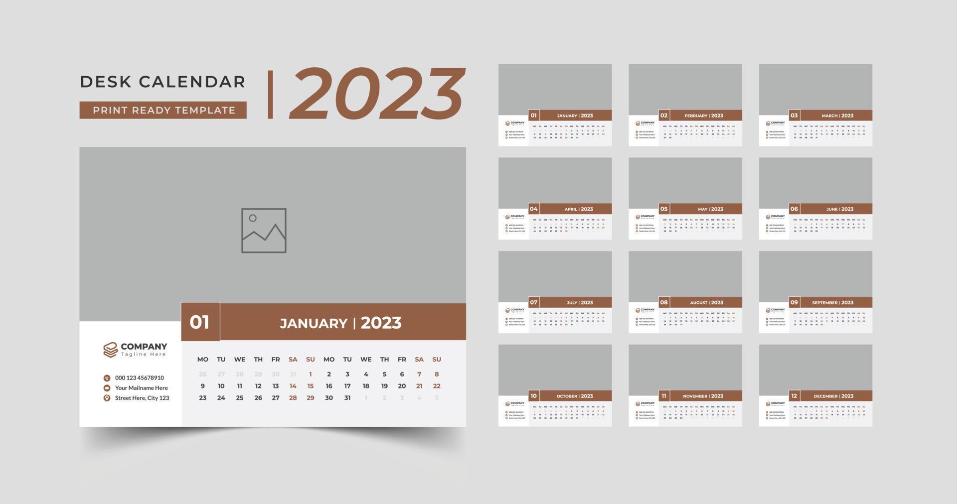Desk Calendar 2023 template design, creative desk calendar, table