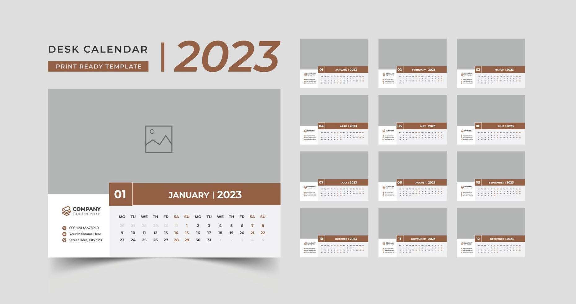 Desk Calendar 2023 template design, creative desk calendar, table calendar 2023 vector