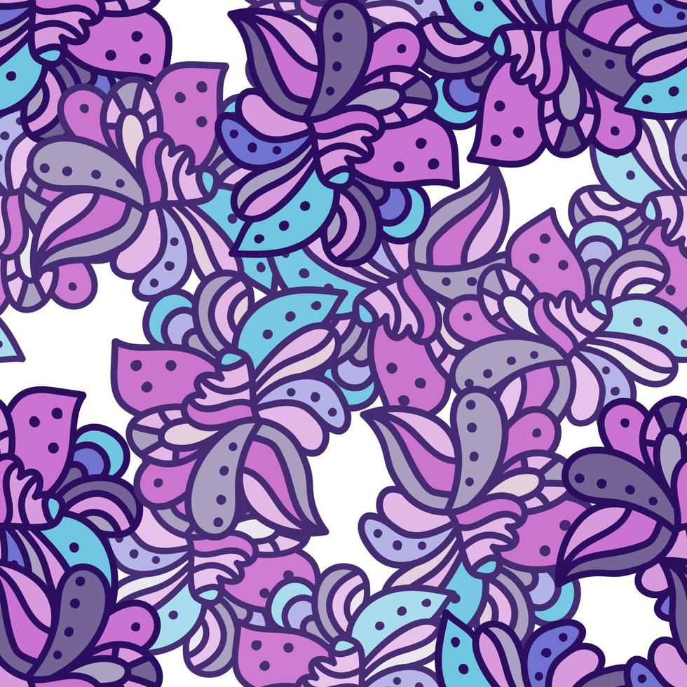 Colorful seamless pattern with floral and plants element. Freehand mandala ornament. vector