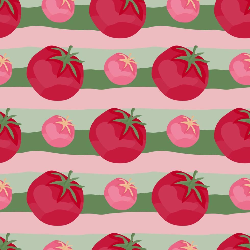 Seamless pattern with tomato. Organic vegetable wallpaper. vector