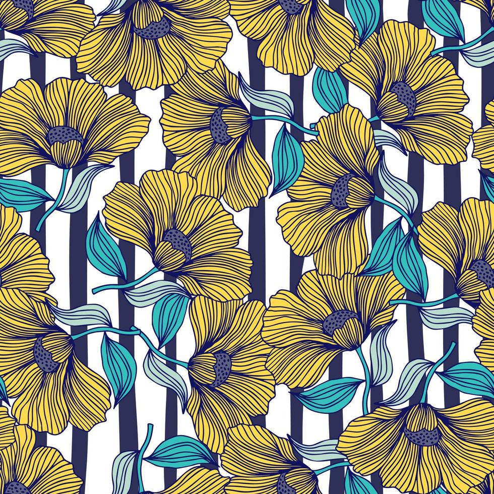 fondo sin fin de la flor del esquema del vintage. delicada línea floral de patrones sin fisuras. vector