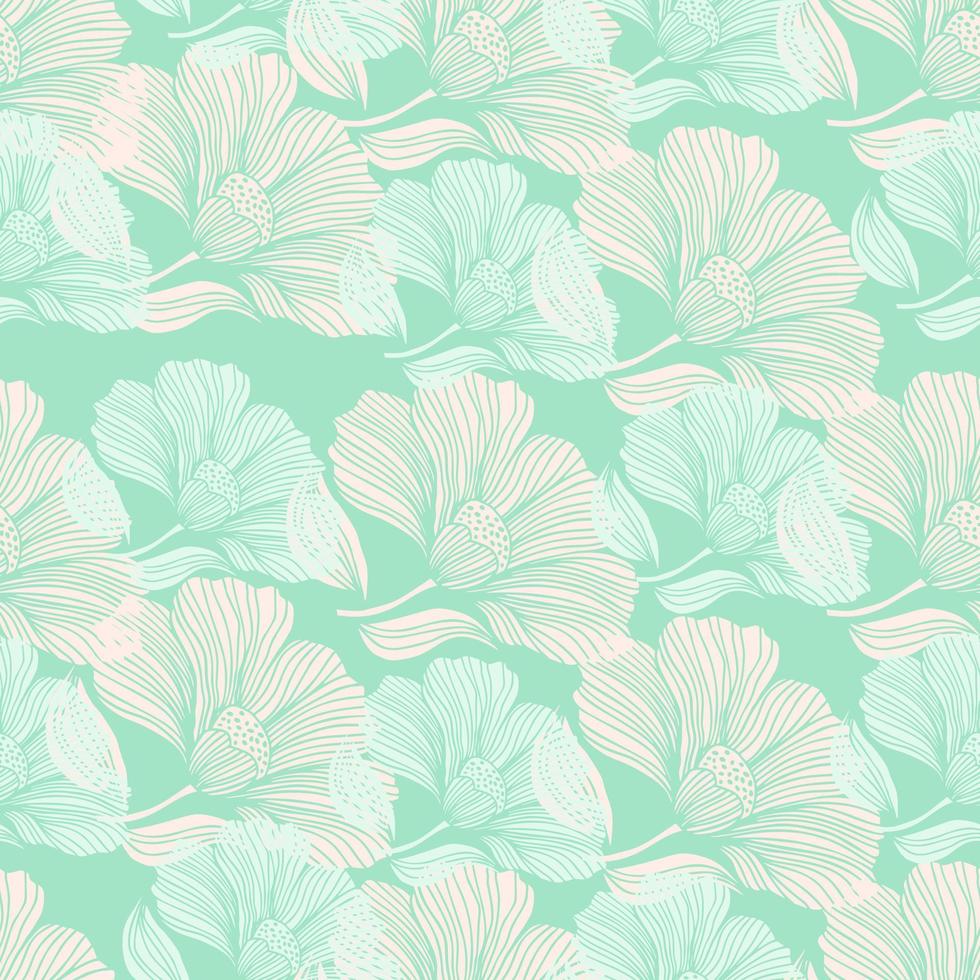 línea de flor abstracta de patrones sin fisuras. fondo sin fin de contorno vintage floral delicado. estilo retro. vector