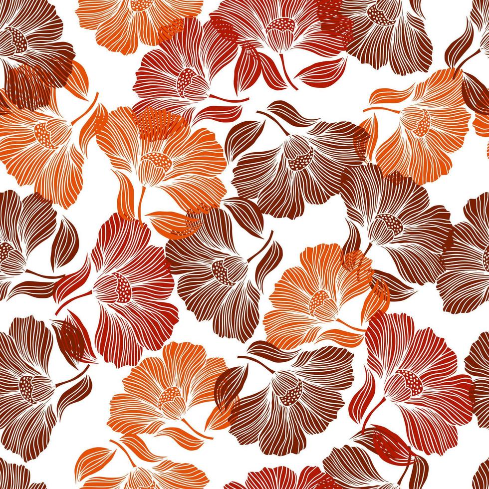 línea de flor abstracta de patrones sin fisuras. fondo sin fin de contorno vintage floral delicado. estilo retro. vector