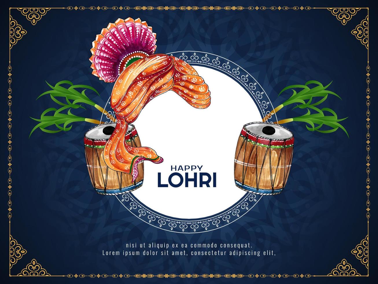 Happy Lohri Indian festival celebration greeting card design vector