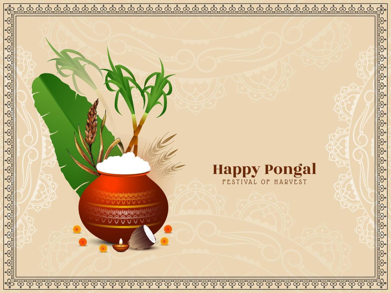 Happy Pongal south Indian cultural festival background vector