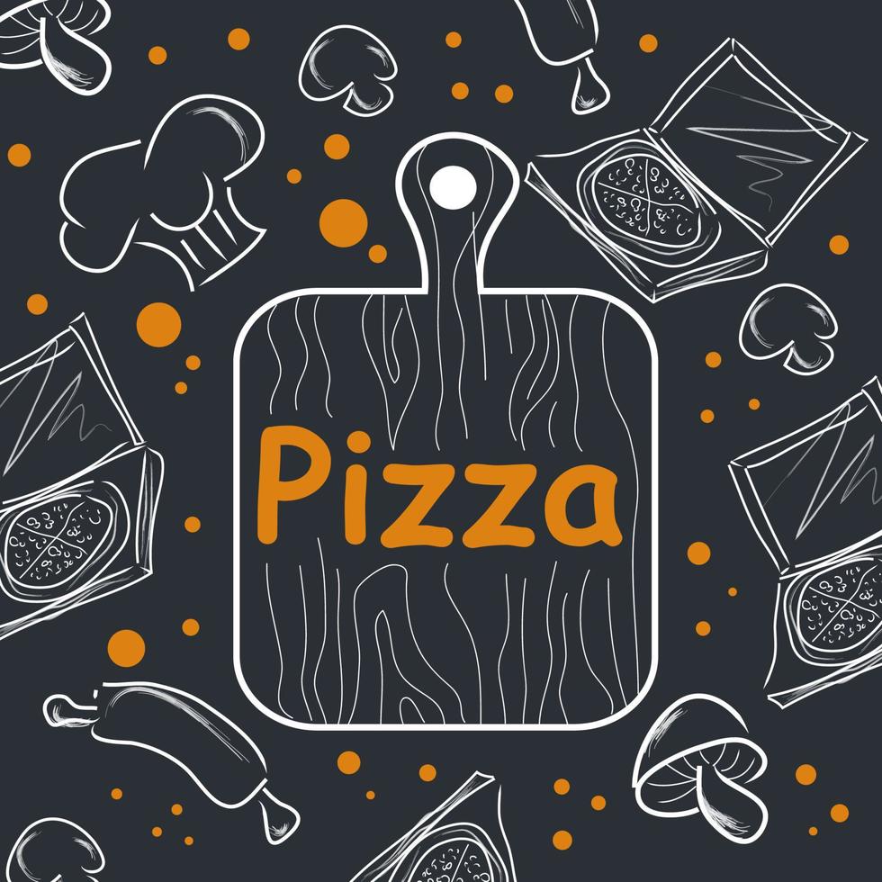 Pizza doodle background, perfect for wrapping paper vector