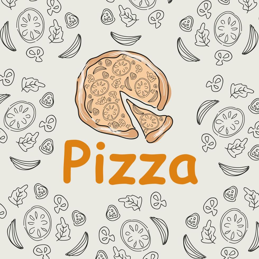 fondo de garabatos de pizza, perfecto para envolver papel vector