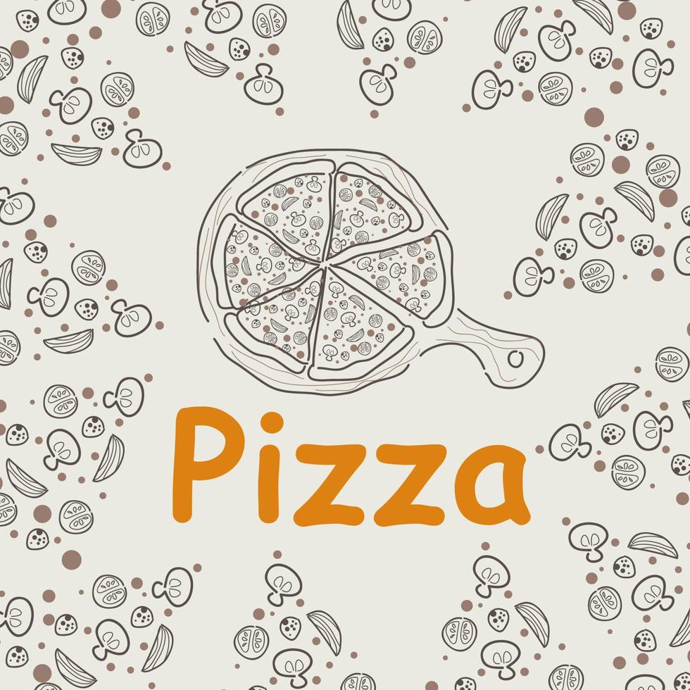 fondo de garabatos de pizza, perfecto para envolver papel vector