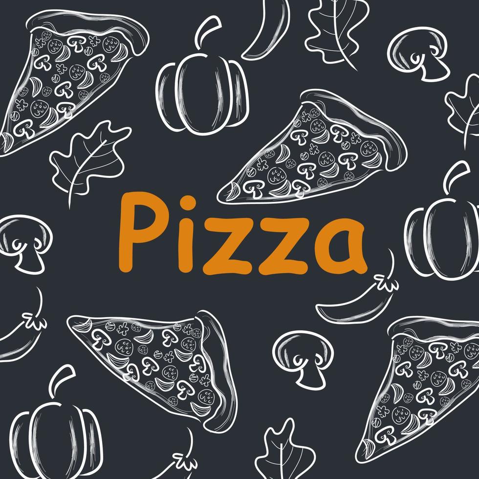 Pizza doodle background, perfect for wrapping paper vector