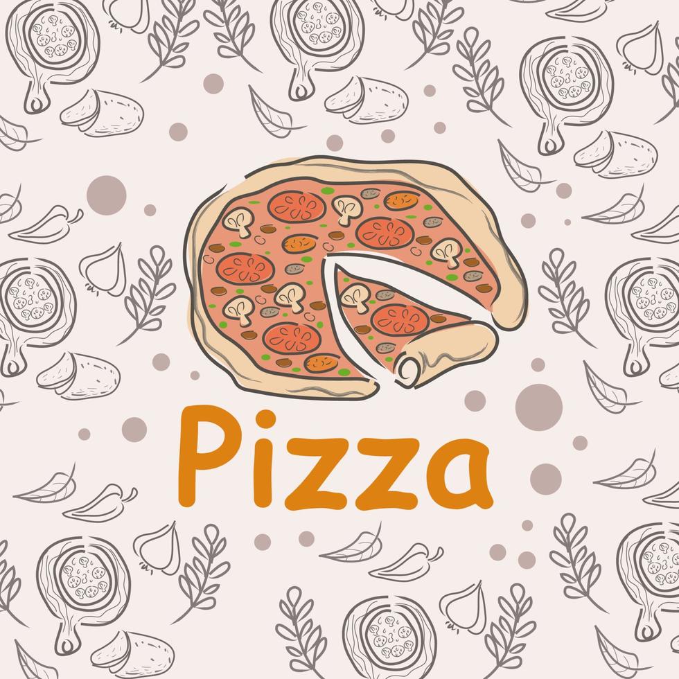 Pizza doodle background, perfect for wrapping paper vector