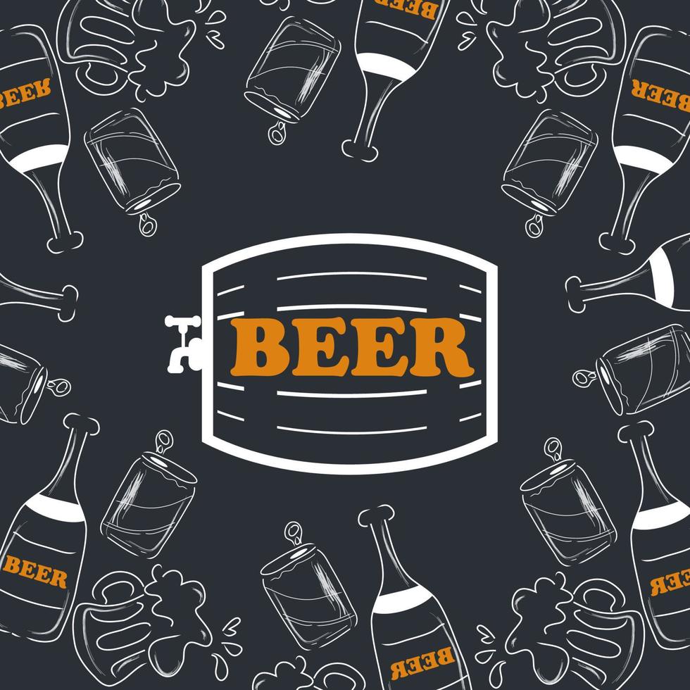 Beer doodle background, perfect for your wall cafe vector