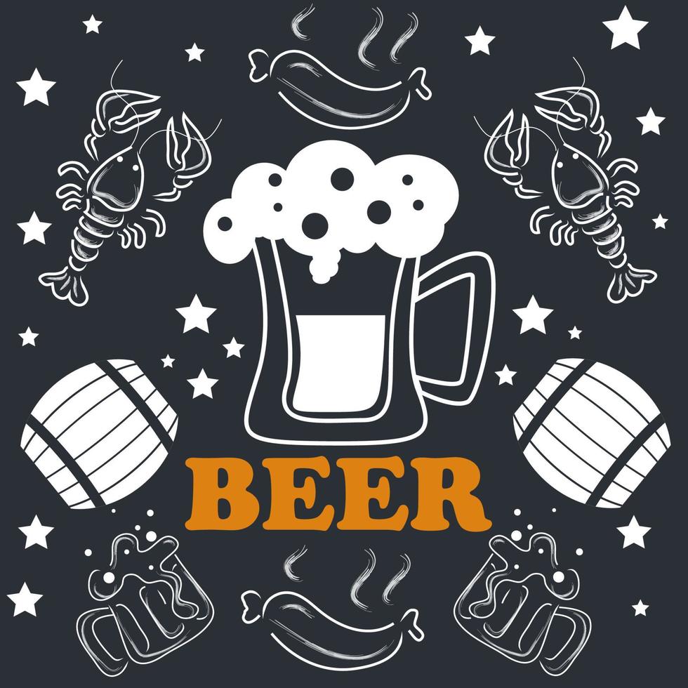 Beer doodle background, perfect for your wall cafe vector