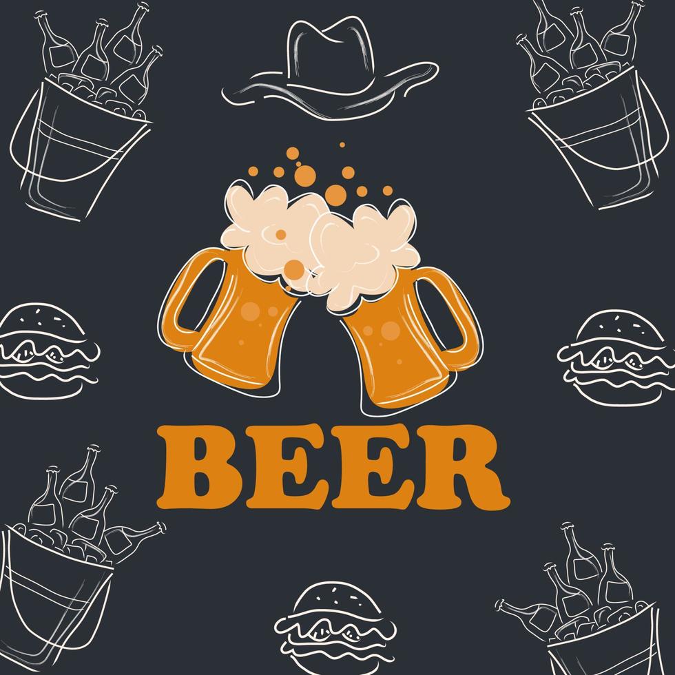 Beer doodle background, perfect for your wall cafe vector
