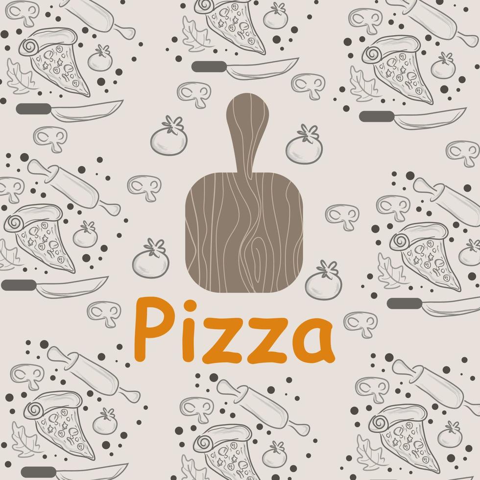 fondo de garabatos de pizza, perfecto para envolver papel vector