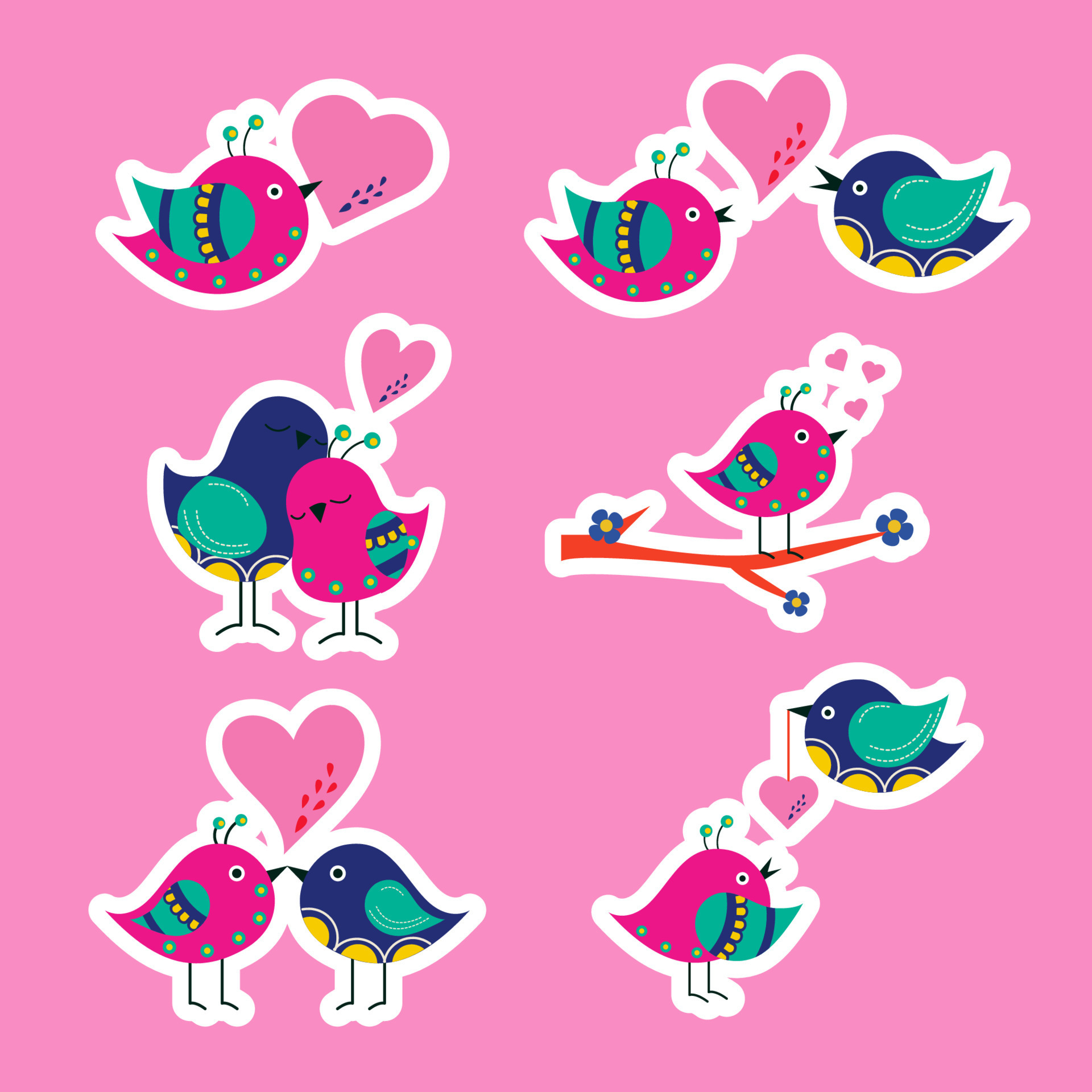 Collection of stickers of cartoon birds in love. Valentine's Day 16920008 Vector Art at Vecteezy Collection of stickers of cartoon birds in love. Valentine's Day 16920008 Vector Art at Vecteezy