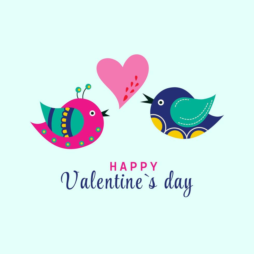 Happy valentine day card, banner with love birds. vector