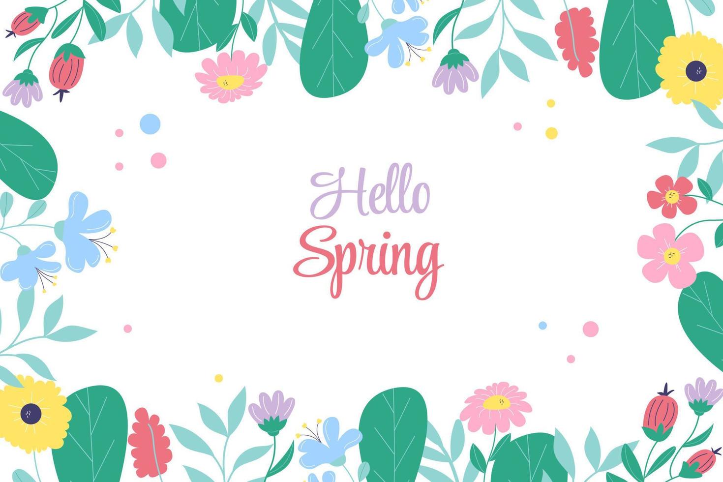 Hello spring. Spring background with flowers vector