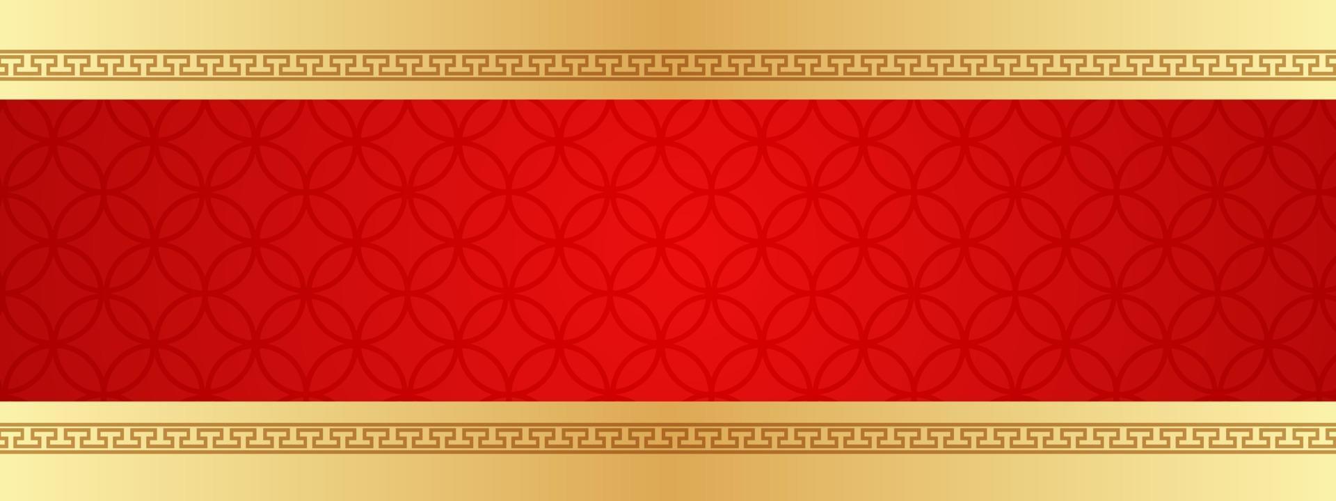 vector de fondo chino, diseño de pancarta oriental con color rojo dorado con espacio vacío, plantilla de arte tradicional de año nuevo chino