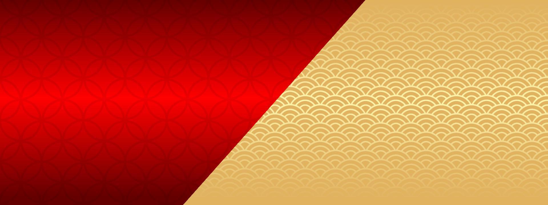 Chinese background vector, oriental banner design with gold red color with empty space, chinese new year traditional art template vector