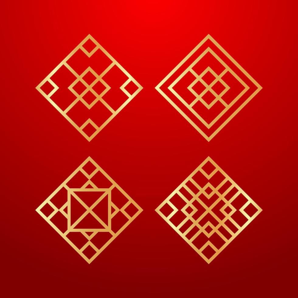 Chinese ornament vector set, oriental pattern template design element, chinese new year