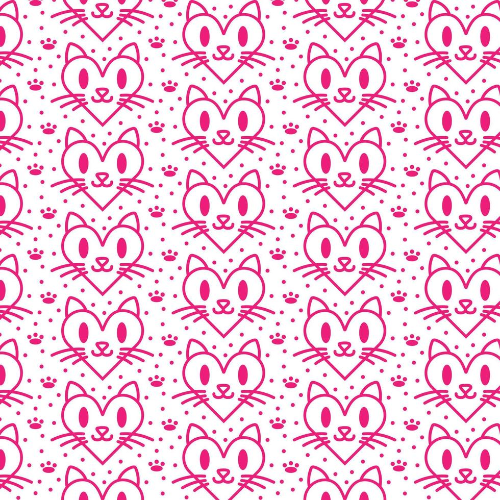 pattern with cats and hearts vector