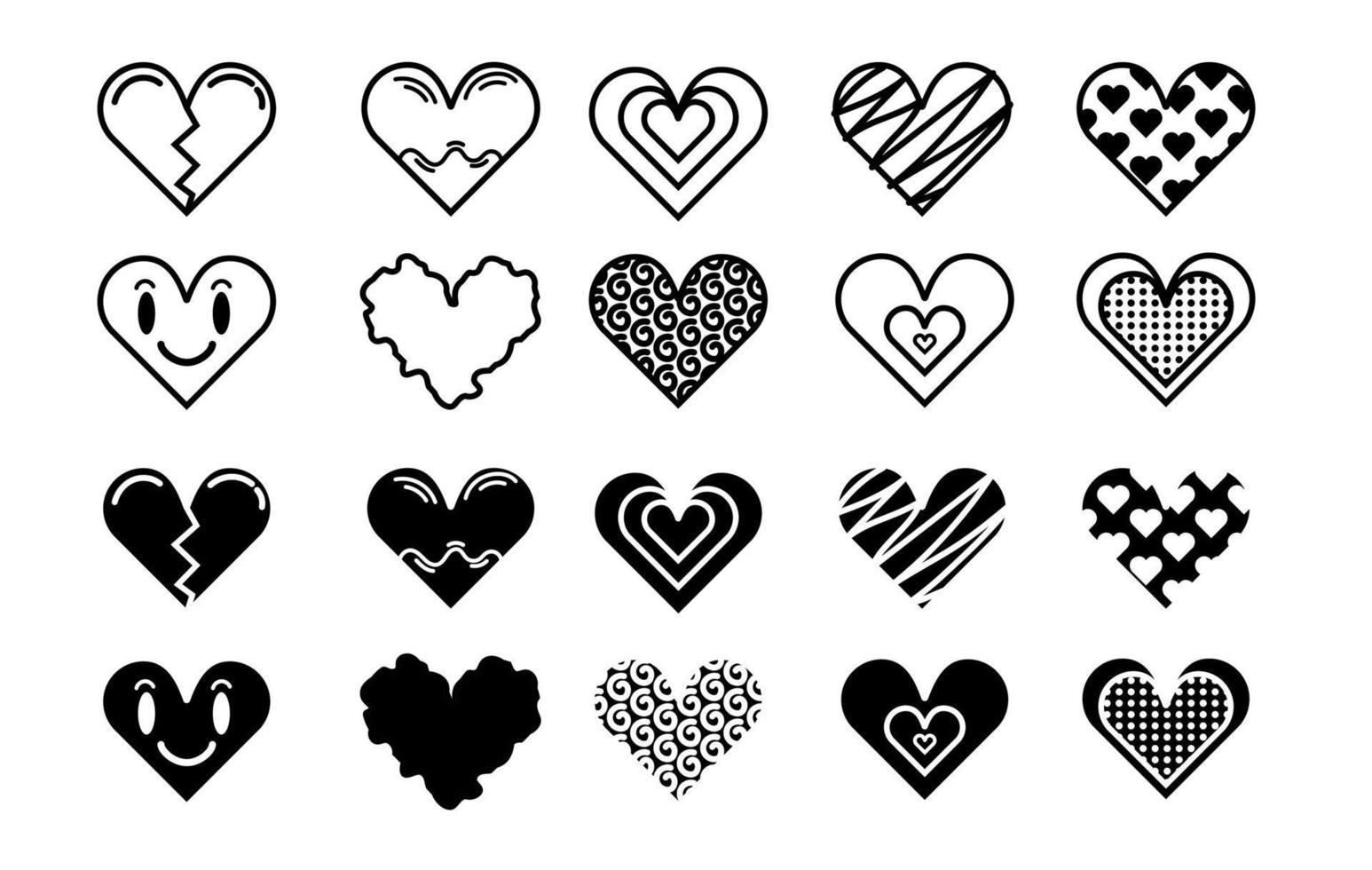 Vector hand drawn heart doodle set