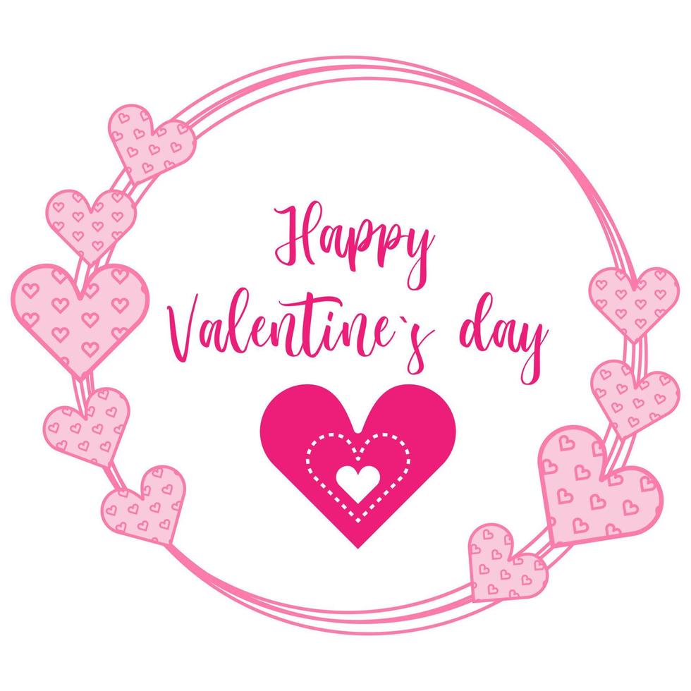 Happy Valentines Day card, typography, background with hearts vector