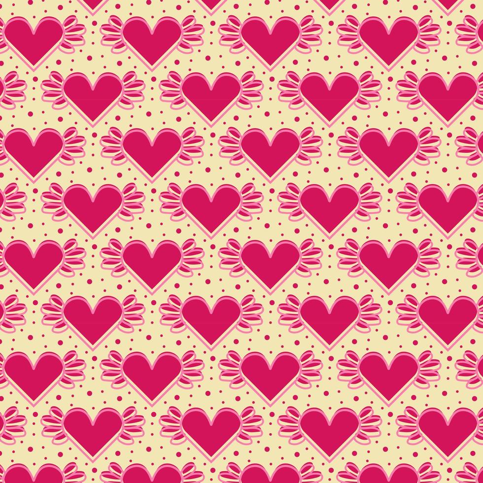 Winged hearts pattern. Valentine's Day background. vector