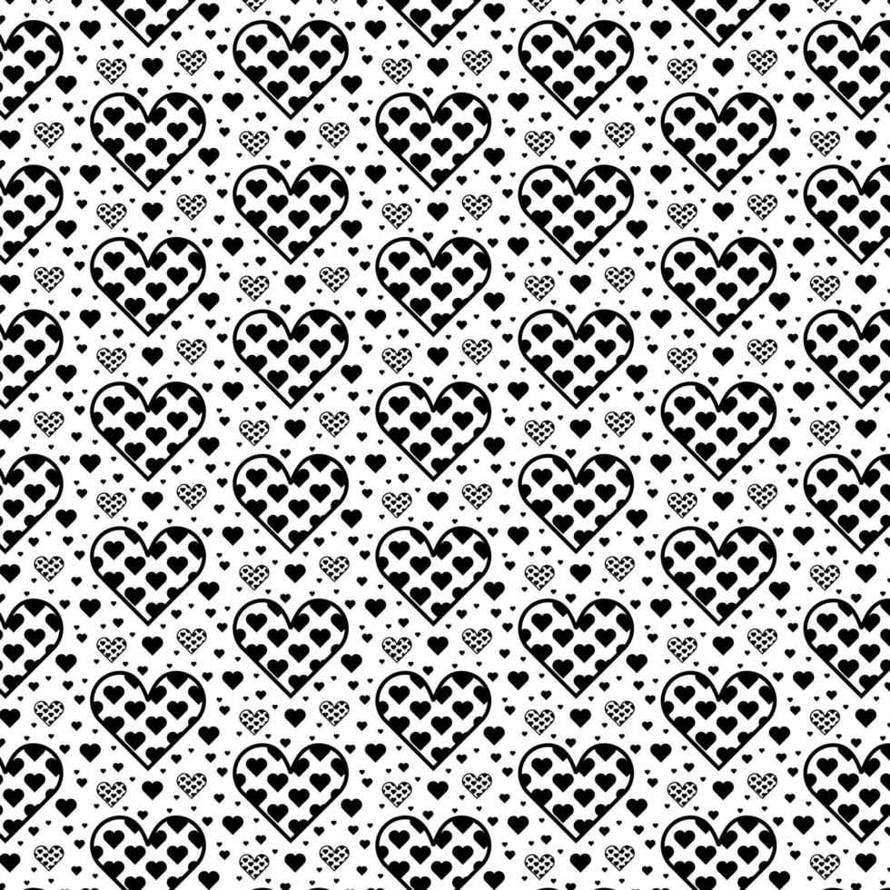 Cute simple black and white seamless pattern with hearts. Great for Valentine's day, clothing, textile, wrapping paper, scrapbooking, etc. vector