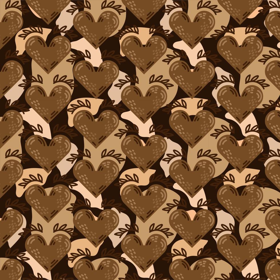 Ornate romantic boho valentine background with branches. Valentine's day floral texture design. vector