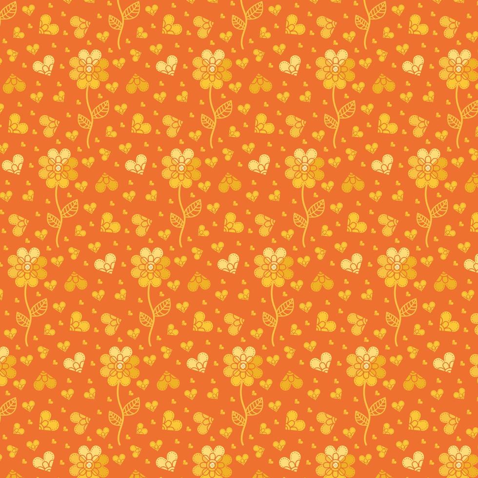 pattern with pink flowers and hearts and small dots isolated on pink. childish background vector