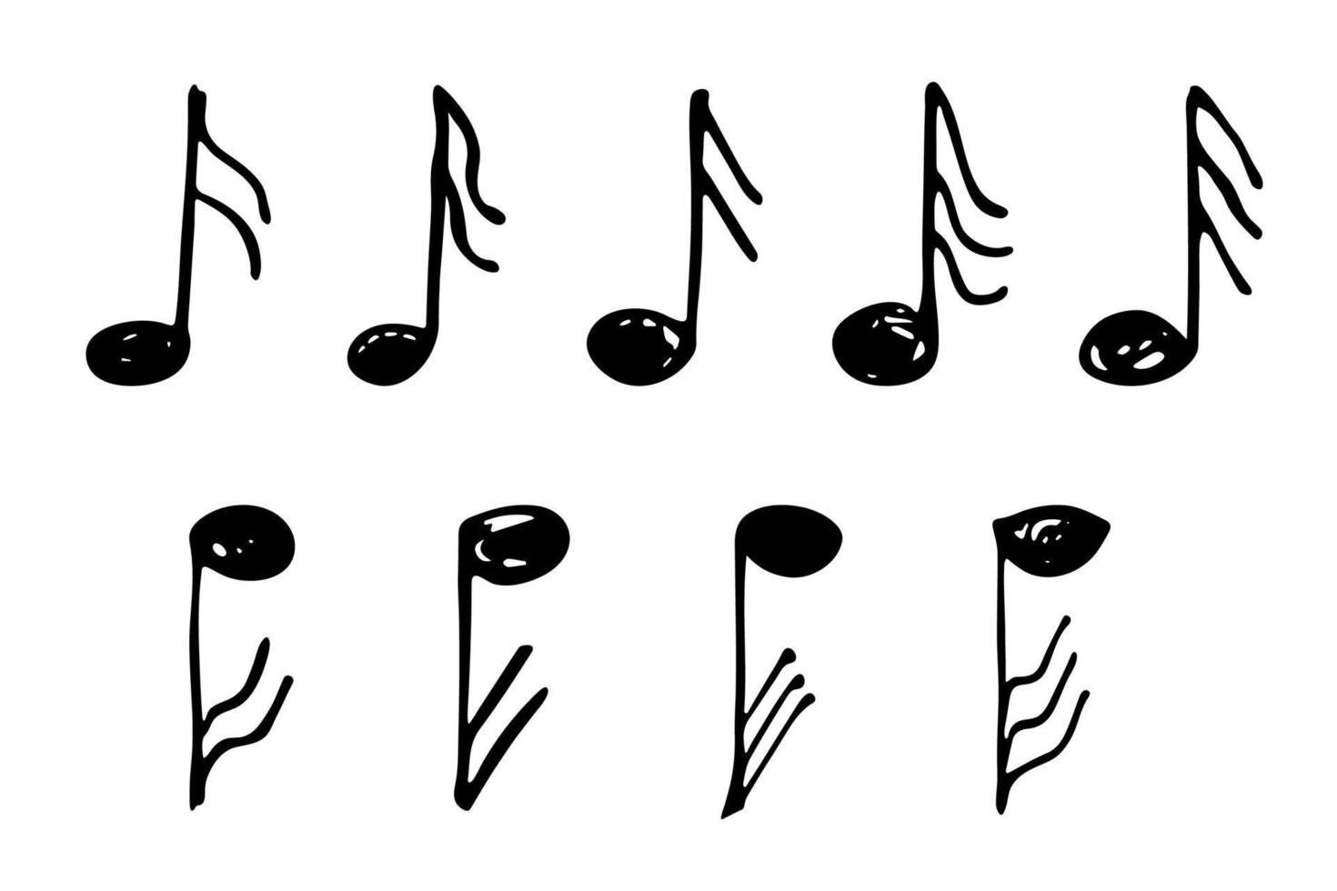 Music note doodle set. Hand drawn musical symbol. Elements for print, web, design, decor, logo vector