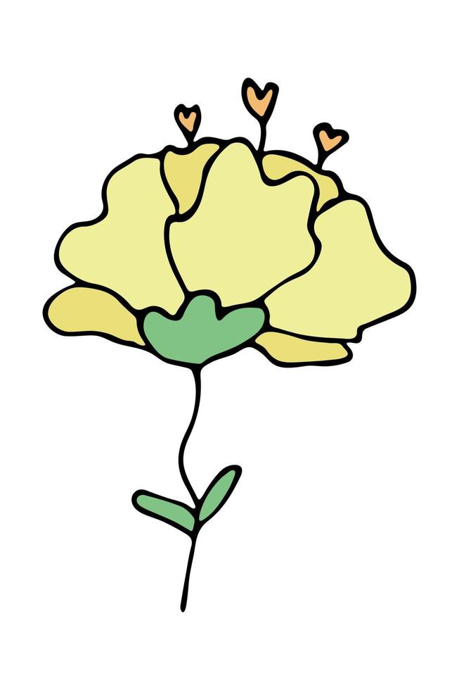 Simple flower clipart. Hand drawn floral doodle. For print, web, design, decor, logo vector