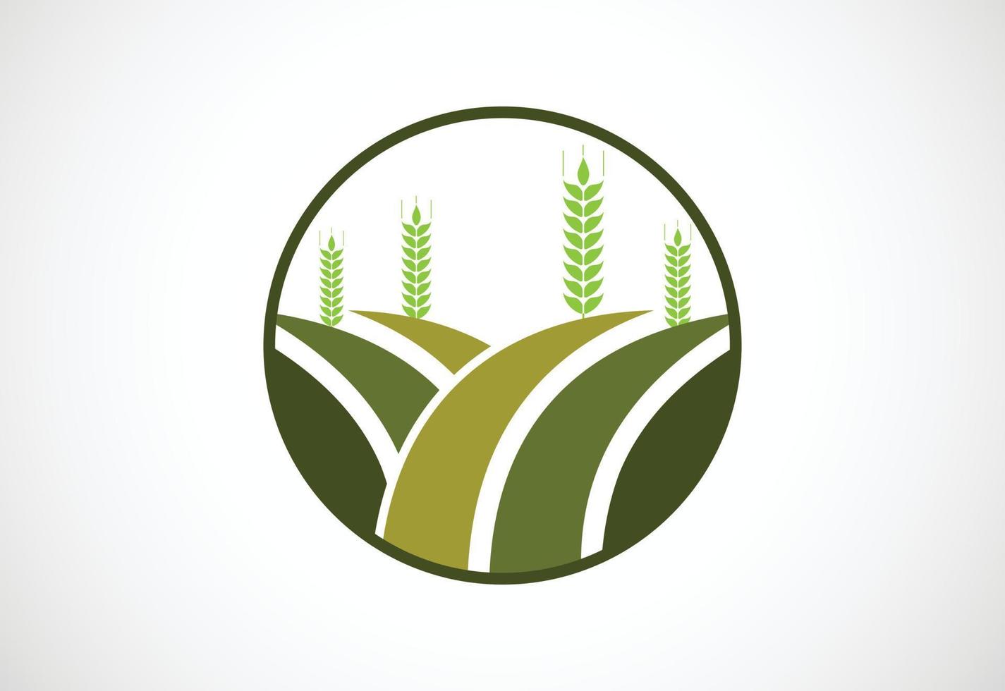 Creative Agriculture, agronomy, wheat farm, rural country farming field, natural harvest logo design, Vector design template