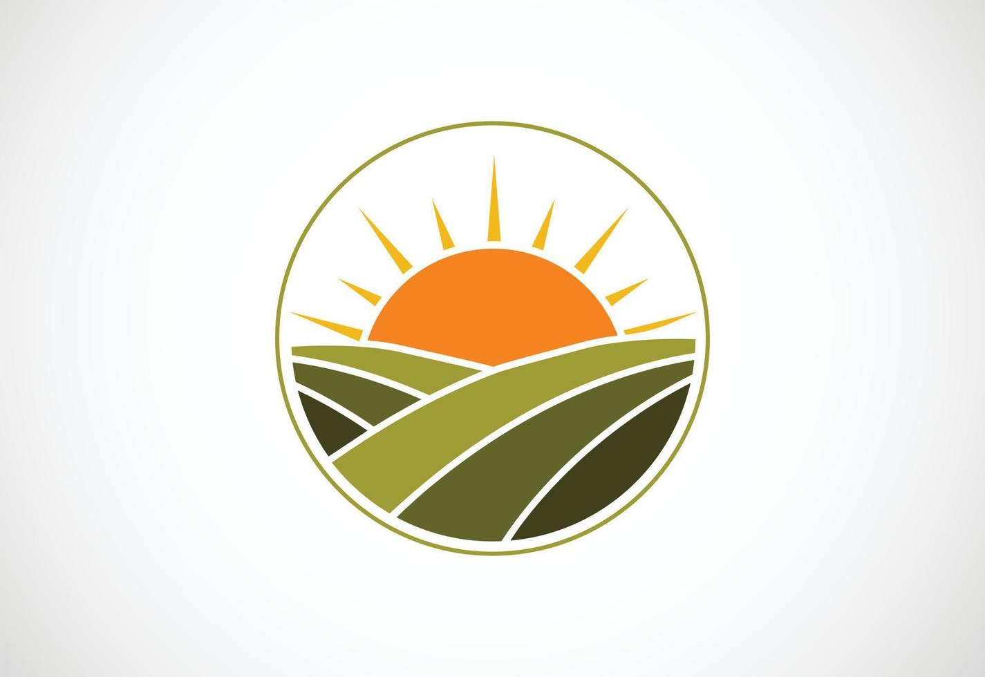 Creative Agriculture, agronomy, wheat farm, rural country farming field, natural harvest logo design, Vector design template