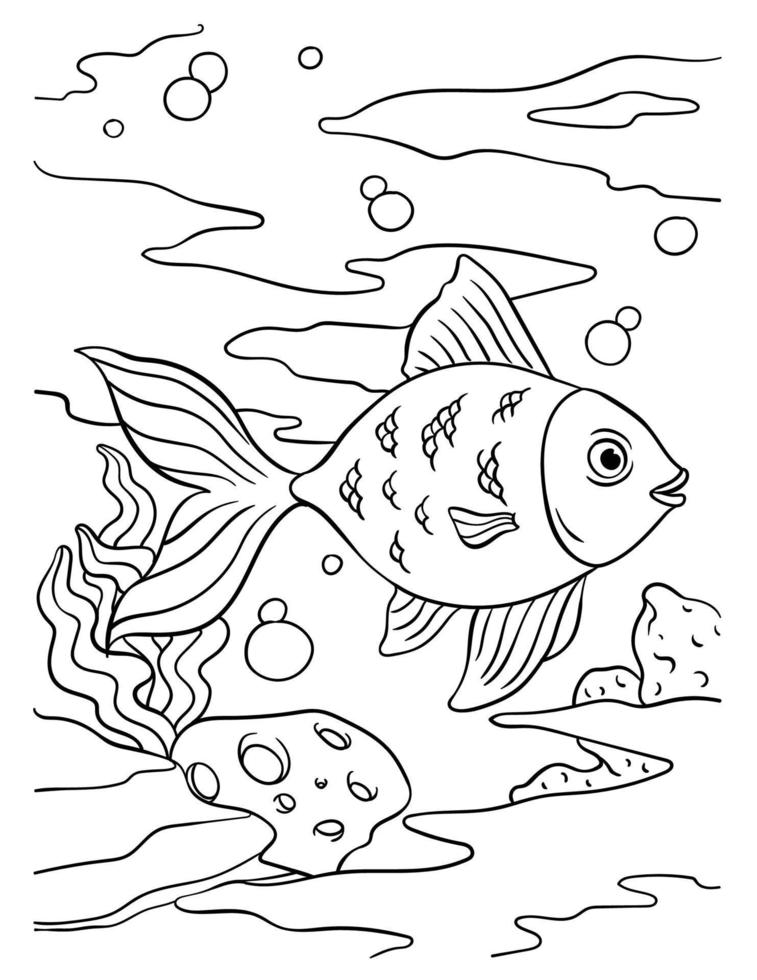 Goldfish Coloring Page for Kids vector