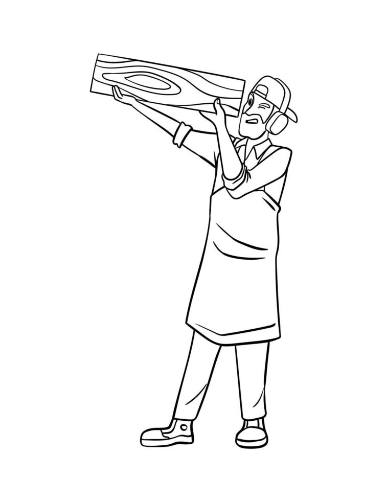 Carpenter Isolated Coloring Page for Kids vector