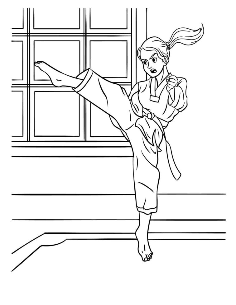 Taekwondo Coloring Page for Kids vector