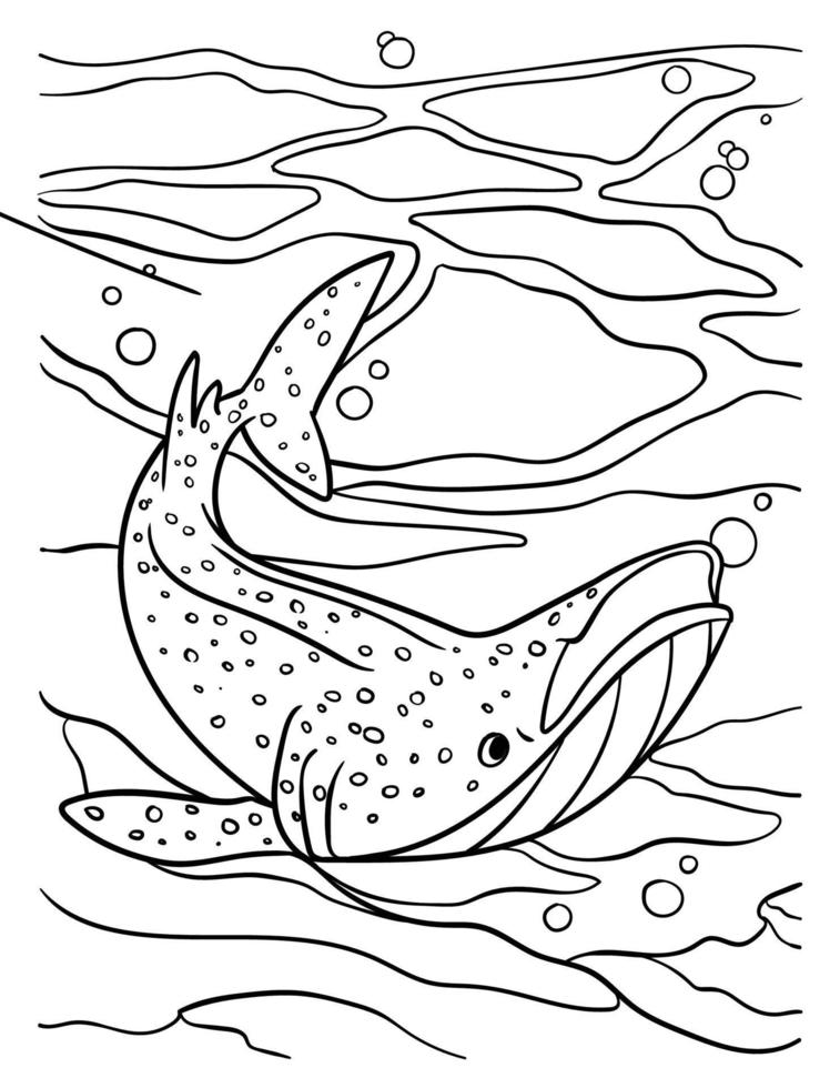 Whale Shark Coloring Page for Kids vector