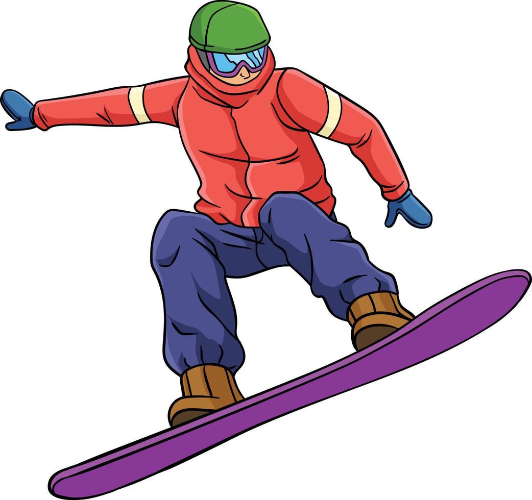 Snowboarding Sports Cartoon Colored Clipart vector