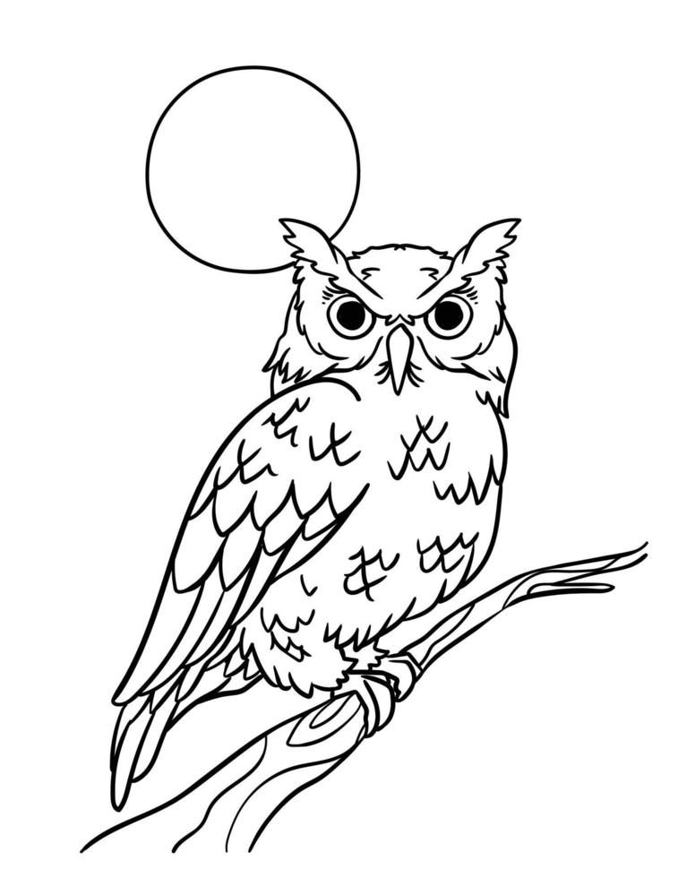 Owl Isolated Coloring Page for Kids vector