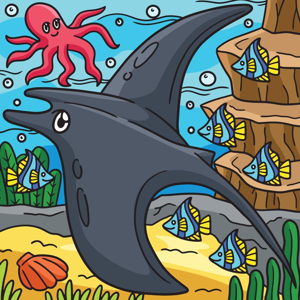 dibujos animados de colores de animales marinos de manta raya 16920893  Vector en Vecteezy