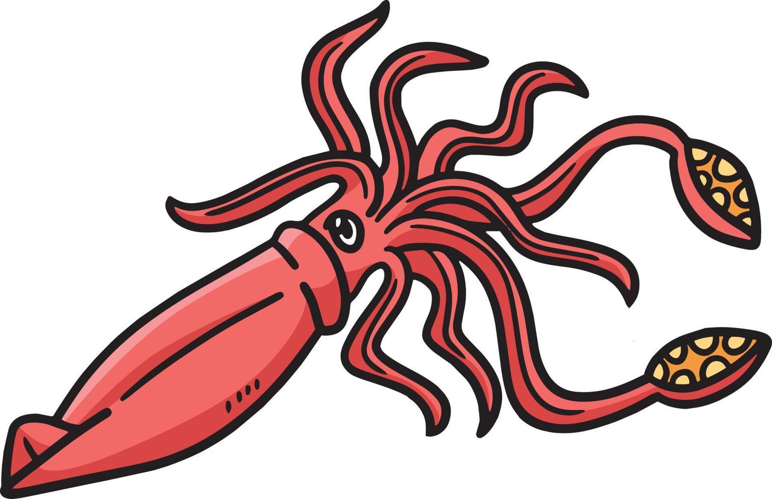 Giant Squid Marine Animal Cartoon Colored Clipart vector