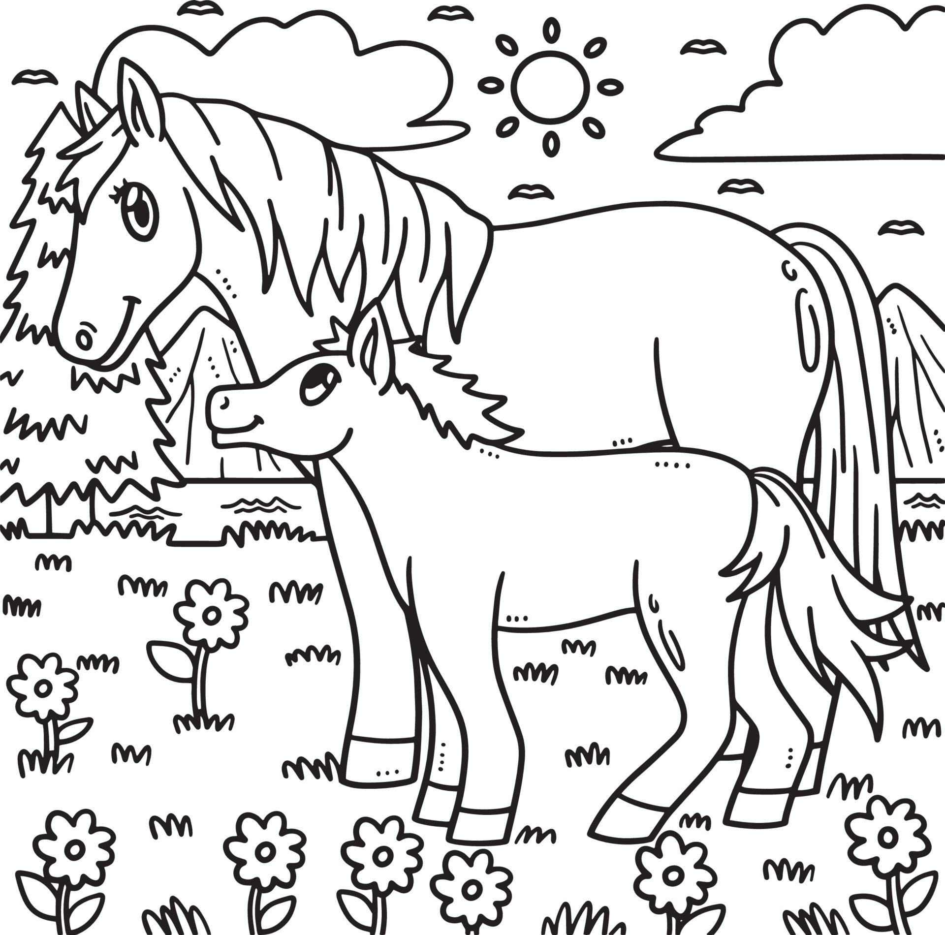Horse And Foal Coloring Pages
