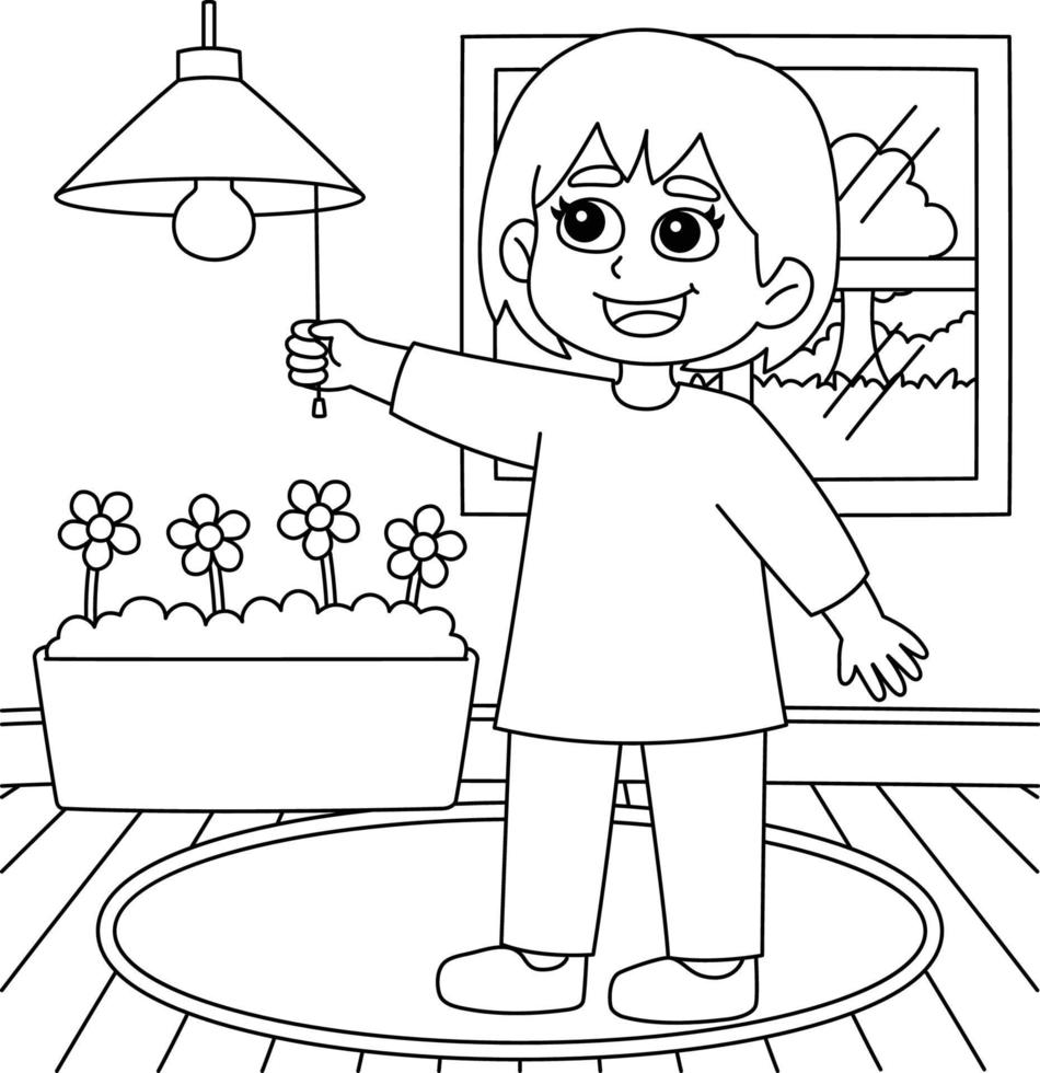 niña conservando energía página para colorear para niños 16920944 Vector en  Vecteezy