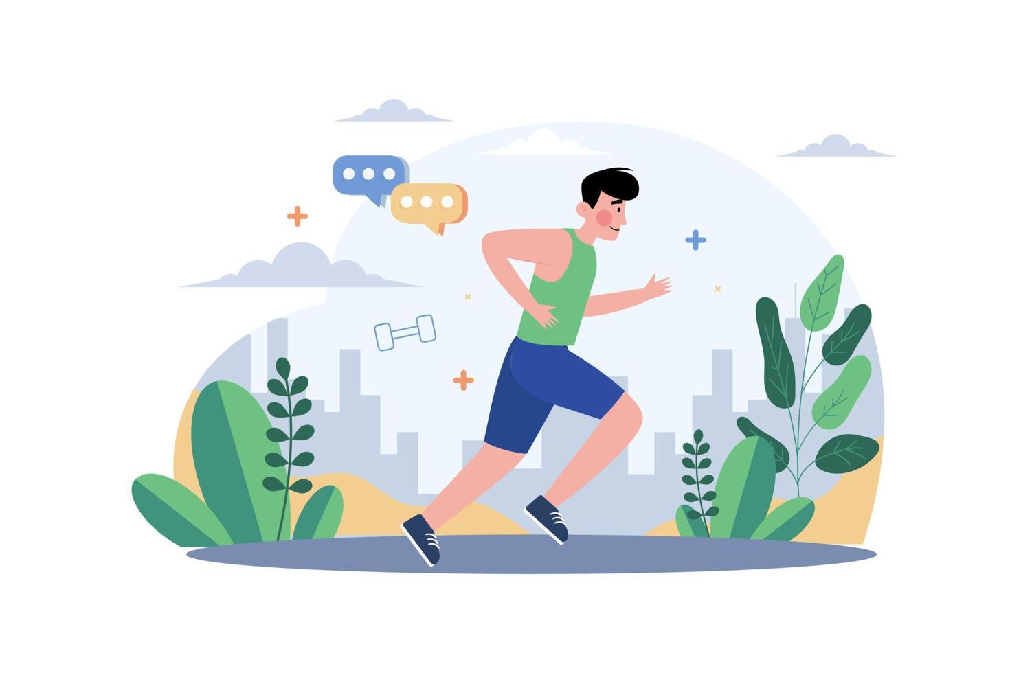 Boy Jogging In The Park Illustration concept on white background vector