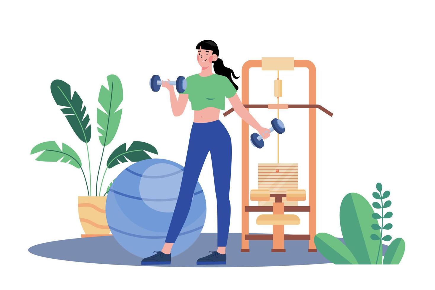Girl Doing Exercise Illustration concept on white background vector