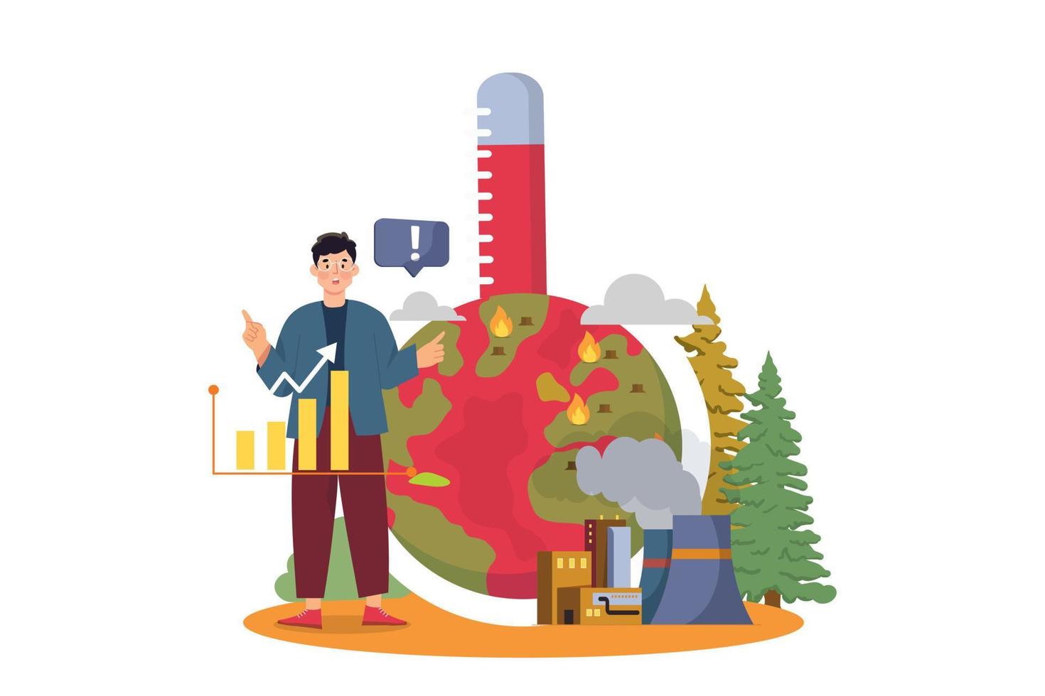 Global Warming Illustration concept on white background vector